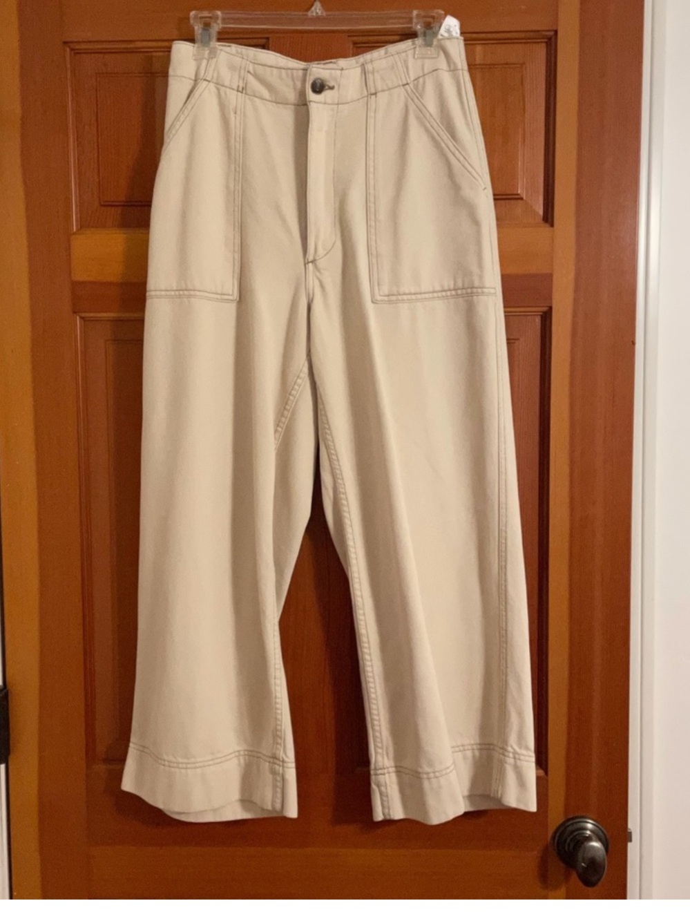 Abercrombie and Fitch Cream Wide Leg Denim Pants